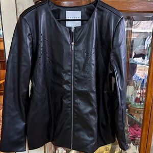 Susan Graver Elegant Faux  Black Leather Jacket-Never Worn